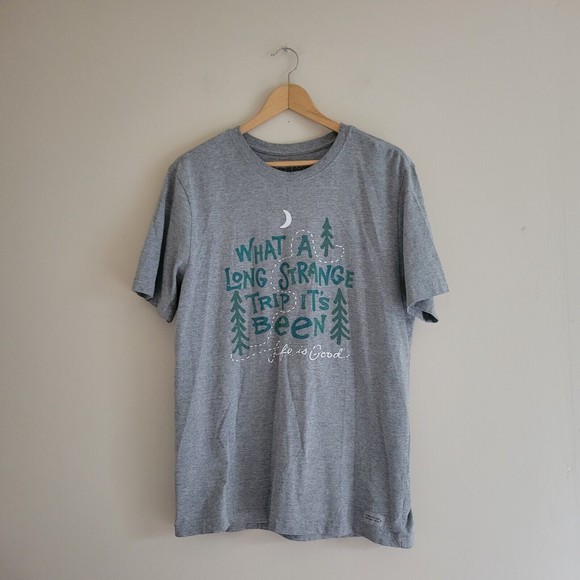 Life Is Good Mens Crusher Tee Gray Size Medium Trees Road Travel Adventure - Picture 1 of 9